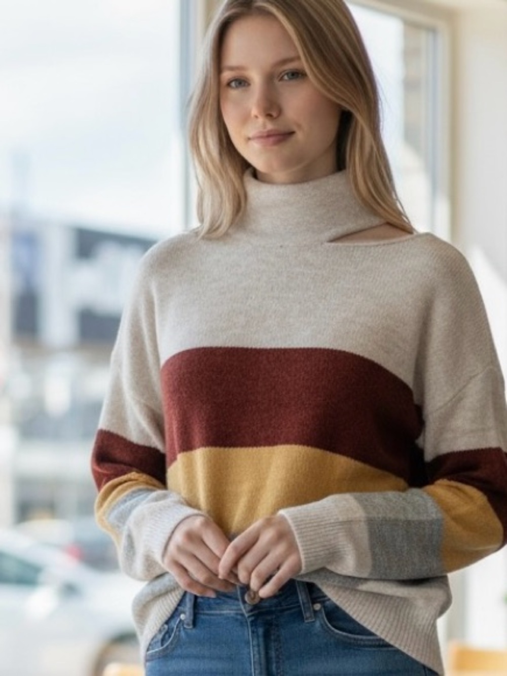 MACARON Oversized Peek-a-boo Shoulder sweater